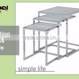 High Quality Durable Tempered Glass Coffee Nesting Metal Side Table thumbnail-3