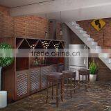 Cabinet Kitchen Bar Mini Walnut Color Mahogany Wood Furniture, Modern Mini Bar Cabinet Solid Wood Handmade From Indonesia thumbnail-1