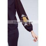 Women Clothing Factory Long Sleeve Embroidery Top Fancy Saree Blouse Designs thumbnail-3