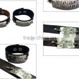 Handmade Square Tag Leather Bracelet With Words Engraved,wholesale Custom Mens Bracelets thumbnail-4