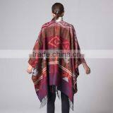 Special Design New Year Ladies Scarf Rhombus Shape Printed National Wind Women Muffle With Tassels thumbnail-3