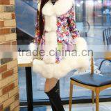 Latest Women Down Jacket Coat PU Leather Coat Big Yards Female Winter Coat Printing Thick Fur Collar Winter Clothes thumbnail-3