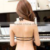 Sexy Solid Color Women Seamless Push Up Bra Back Cross Half Cup Halter thumbnail-4