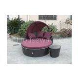 Beach Dark Brown Wicker Daybed , Aluminium Frame Wicker Oval Bed