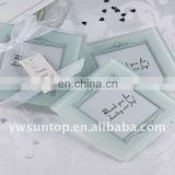 white glass wedding favors photo coaster for give away gifts decoration