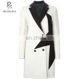 China Clothing Supplier Custom Female Wool Coat Notched Collar With Contrast Star Women's Coat thumbnail-1