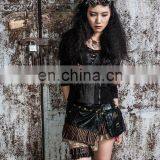 Gothic Natural Cotton Female Top With V-neck Laced Cut thumbnail-3