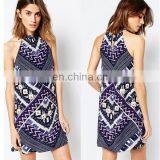 Hot Sale Fashion Printing Mini Dress Women Summer Dress New Fashion Western