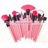24 PCS Goat Hair Pink Handle Makeup Brush Set With Pink Pouch