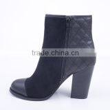 Pu and Suede Upper Sexy Lady Superfly no Lace Work Zipper up High Heel Ankle Boots thumbnail-4