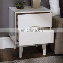 Pine Wood Bedside Cabinet White Nightstand With 2 Drawers thumbnail-1