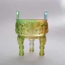 Chinese Traditional Culture Liuli Tripod Cup Craft Trophy Home Office Decoration thumbnail-3