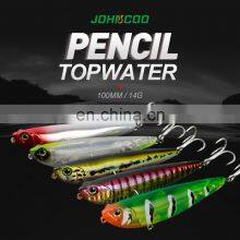 JOHNCOO Pencil Lure Fishing 100mm 14g Topwater Ultra-light Pencil Popper Lure Long Casting Stickbait Bass Lure thumbnail-2