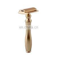 Men Luxury Shaver Matte Gold Metal Handle Singe Blade Shaving Safety Razor thumbnail-2