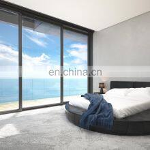 White Aluminium Alloy Security Double Tempered Glass Three Panels Balcony Sliding Door for Living Room thumbnail-4
