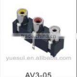 3 Holes 12V Horizontal 3pin AV Connector thumbnail-1