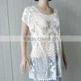2016 Summer TOPS Hot Cotton Embroidery Lace Fabric Vest Women T-shirt Ladies Coat thumbnail-2