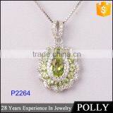 2015 New Design Pave Setting Tourmaline 18k Gold Pendant Necklace thumbnail-3