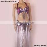 purple bra and belt dance costume (XF-055 purple)
