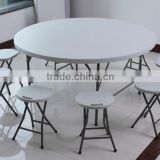 Steel Frame Round Blow Mold Plastic Top Folding Table With Folding Legs, 700 lbs Capacity, 48" Diameter