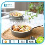 Ceramic Wholesale Round Baking Remakin With Handle for Home Use thumbnail-2