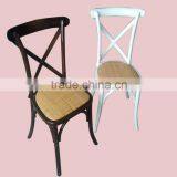 Oak Wood French Style Antique Stacking Cross Back Wedding Dining Chair thumbnail-3