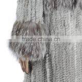 High Quality Knitted Fur Coat With Rabbit/silver Fox Fur/high Fashion Fur Style for Ladies KZ150105 thumbnail-5