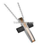 Fashion Stainless Steel Pendant Jewelry Carbon Fiber Blue Cross Pendant Simple Design thumbnail-3