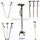Aluminum Two Sections Ten Points Four Legs Telescopic Elder Walking Stick With Light thumbnail-2