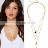 Artificial Cutting Pink Stone Multi Layers Long Necklace Choker For Fashion Lady thumbnail-1