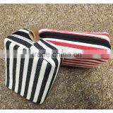 Strip Canvas Toiletry Bag Portable Travel Mini Cosmetic Bag With Ykk Zipper thumbnail-5
