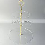 New Style Clear Acrylic Cake Stand With Mental Handle