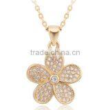 Women's Newest Flower Design Gold Necklace With Crystal thumbnail-2