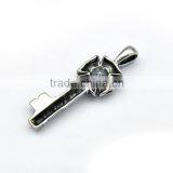 2017 Latest Unisex Charm Silver Jewelry Stainless Steel Key Crystal Pendant Casting Necklace thumbnail-3