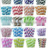 Stripe Paper Straws - Party Straw Package with DIY Straw Flags - Wedding Birthday Bridal Baby Shower