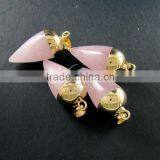 15x30mm Water Drop Shape Gold Plated Pink Rose Quartz Power Stone Pendant Charm DIY Supplies 1850206 thumbnail-4