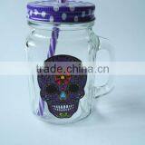 Wholesale Price Skull Head Printing Glass Mason Jar With Handle thumbnail-5