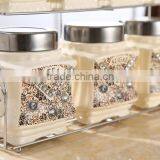 Kitchenware Food Storage Ceramic Canister Set With Metal Stand thumbnail-5