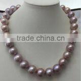 Wholesale 11-12 mm Purple Round Freshwater Loose Pearl Jewelry Necklace thumbnail-6