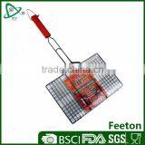 High Quality Non-stick Bbq Grill Basket With Wooden Handle thumbnail-1
