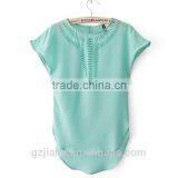 NEW 2015 Summer Women's Clothing Blouses Shirts Chiffon Front Hollow Out Vintage Short Batwing Sleeve Shirt Top 6 Colors thumbnail-2