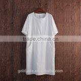 Hospital Gown With Round Collar Wear Cotton and Linen Dress Striped Short Sleeve in Summer Patient Clothes for Girl Women thumbnail-3