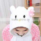 Flannel Cartoon Adult Animal Jumpsuit Animal Pajamas Jumpsuit Pink Dot Kitty Design thumbnail-3