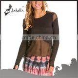 Wholesale Sexy Custom Women Yoga Tank Tops Yoga Mesh Shirt thumbnail-1
