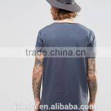 Men Fashion Street Wear Hip Hop Design Super Longline Raw V-neck T-shirt OEM Custom thumbnail-2