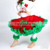 Wholesale Christmas PettiSkirts Elastic Waistband Skirts Girls Chiffon Skirts Red and Green Skirts Boutique Fluffy Pettiskirt thumbnail-1