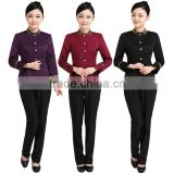 Juqian custom elegant high quality fashion waiter and waitress reception hotel uniform for autumn winter