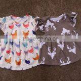 Printed Kids T Shirt Chicken Prints Baby Girl Summer Flutter Tunic Kids Shirts thumbnail-2