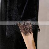 Black 3/4 Sleeven Loose Wear t Shirt for Fat Women thumbnail-5