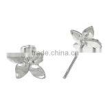 Copper Earring Findings Ear Studs Components Flower Silver Tone 14.0mm x 11.0mm thumbnail-1